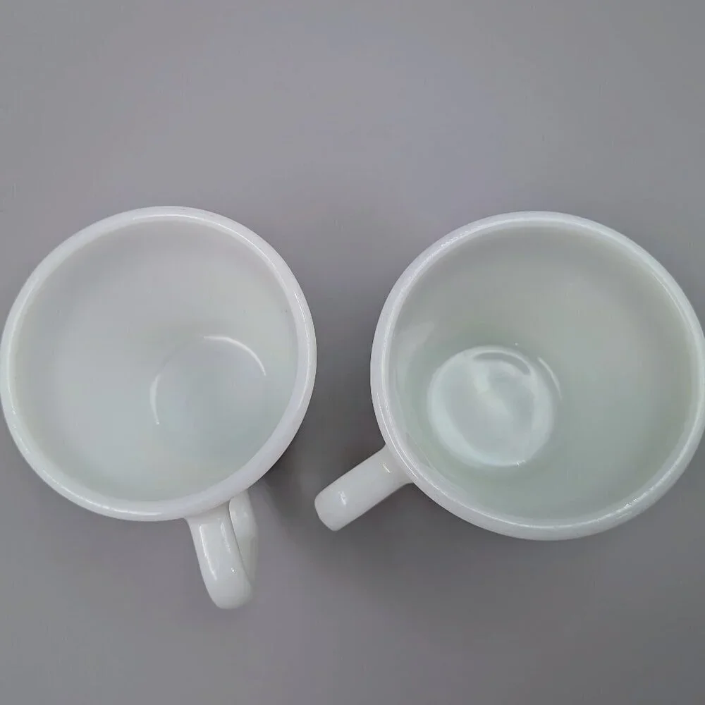 Retro Vibe: Pair of Vintage Pyrex Woodland Brown Coffee Mugs - 1970s Milk Glass
